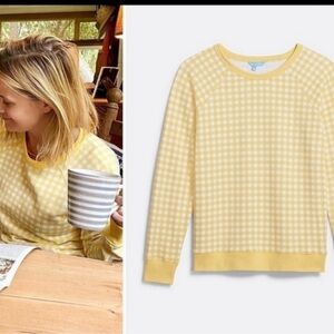 Draper James Natalie Gingham Sweatshirt Sz S yellow